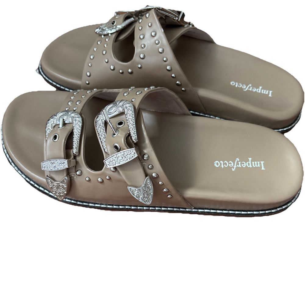 Taylor Swift Imperfecto Silver Western Buckle Sandals NWOT Size 10.5 US/41 EU - Picture 2 of 8